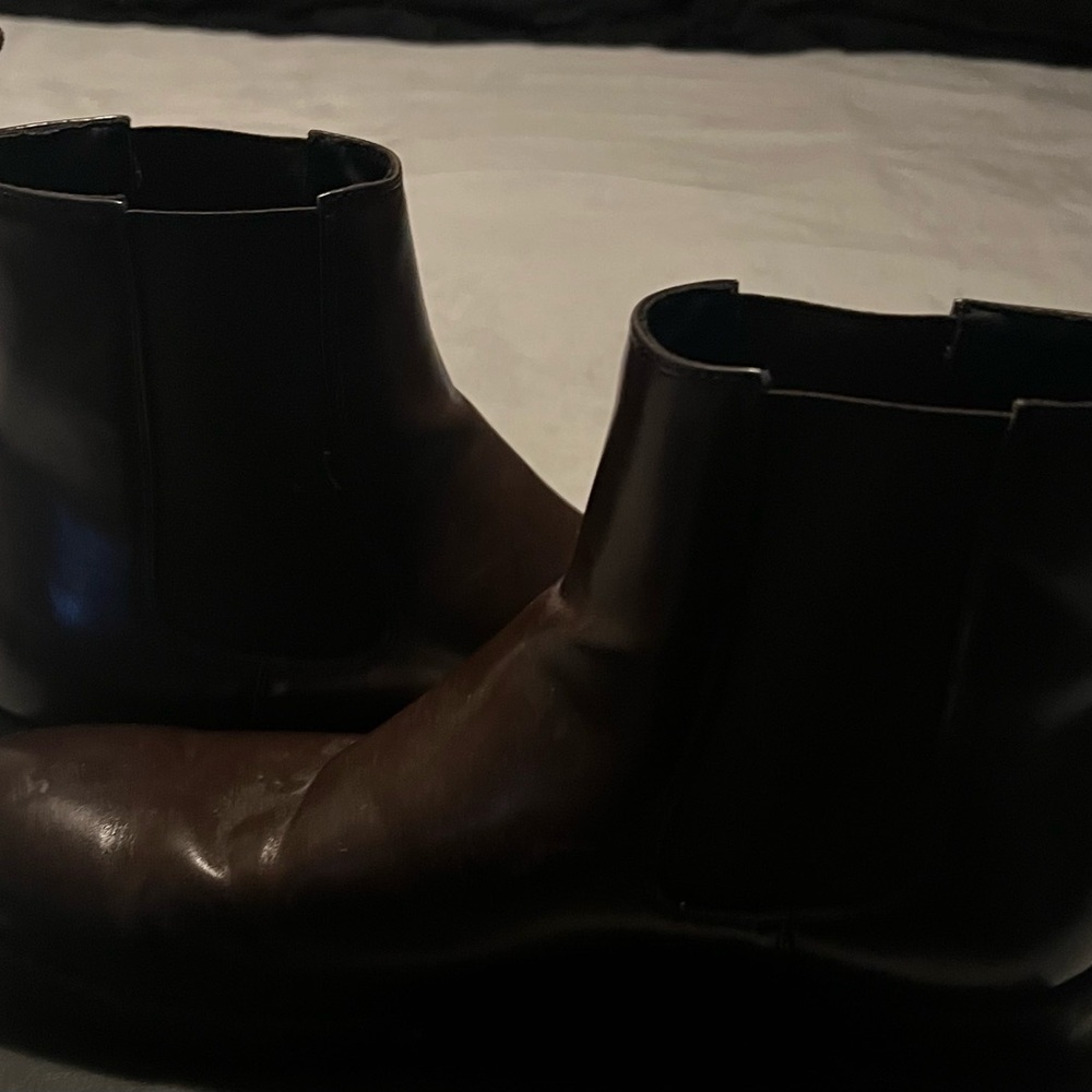 Alfani Black Leather Ankle Boots Minimalist Design